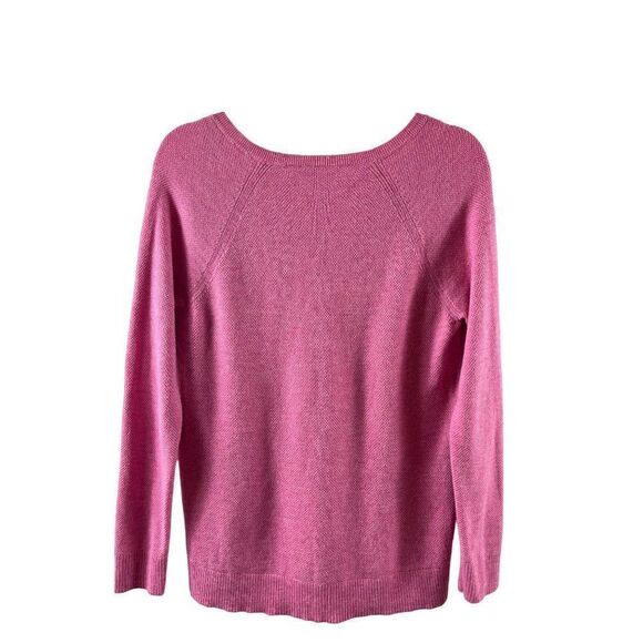 Gap Brooklyn V-Neck Wool Blend Textured Sweater Size Medium Pink Heather - Picture 3 of 7